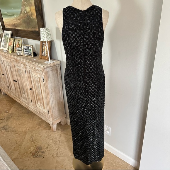 VTG Laurence Kazar Black Beaded Evening Silk Gown - Picture 5 of 9